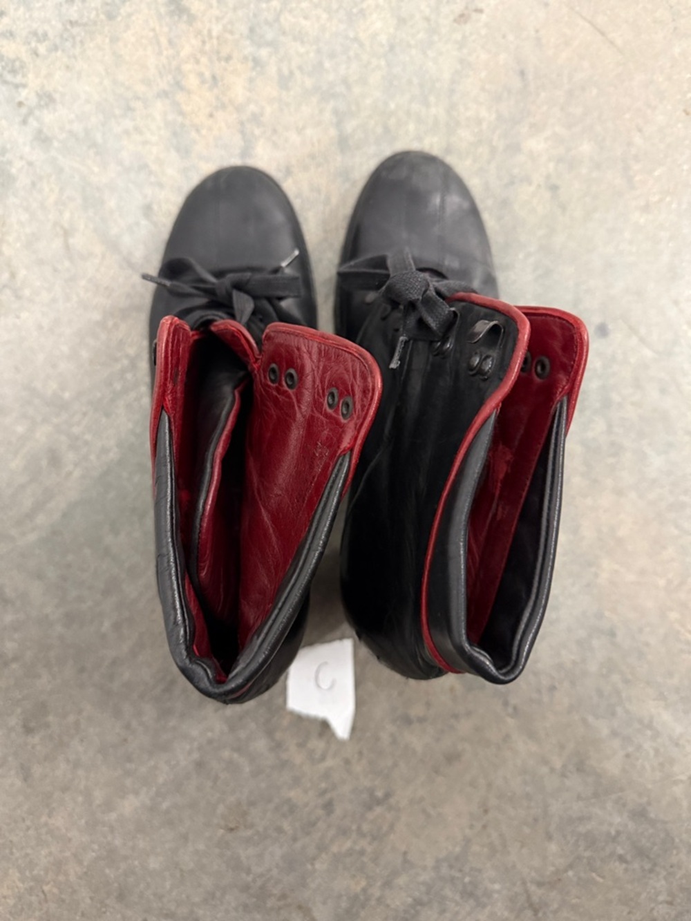 Coach Black Leather Lace-Up Boots with Red Interior - Picture 4 of 7